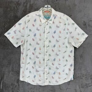 Tommy Bahama Relax Shirt Mens Large White Beach Chair Print Island Modern Fit